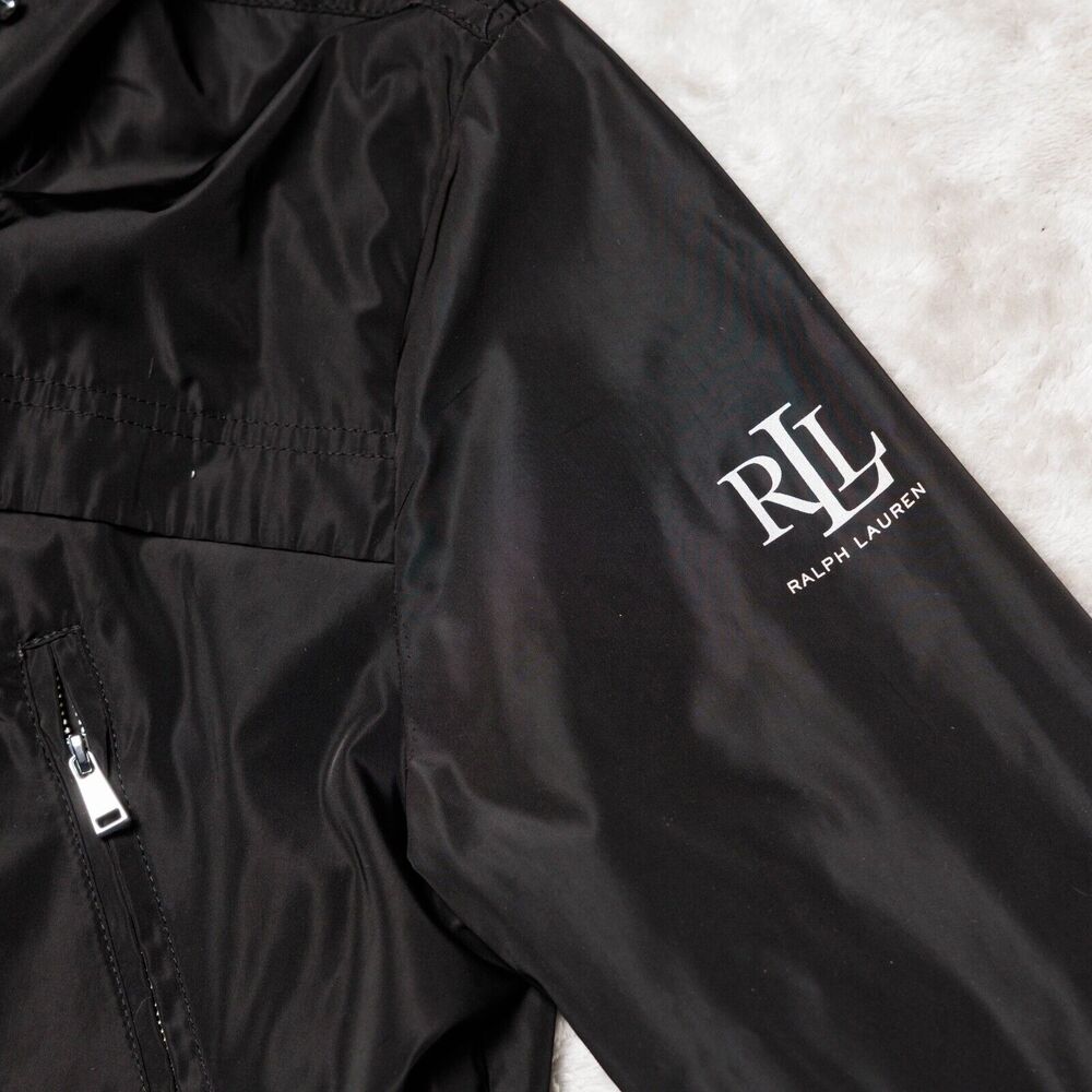Ralph Lauren Black Silver Windbreaker Light Jacket Hoodie Womens Size M - Picture 5 of 15